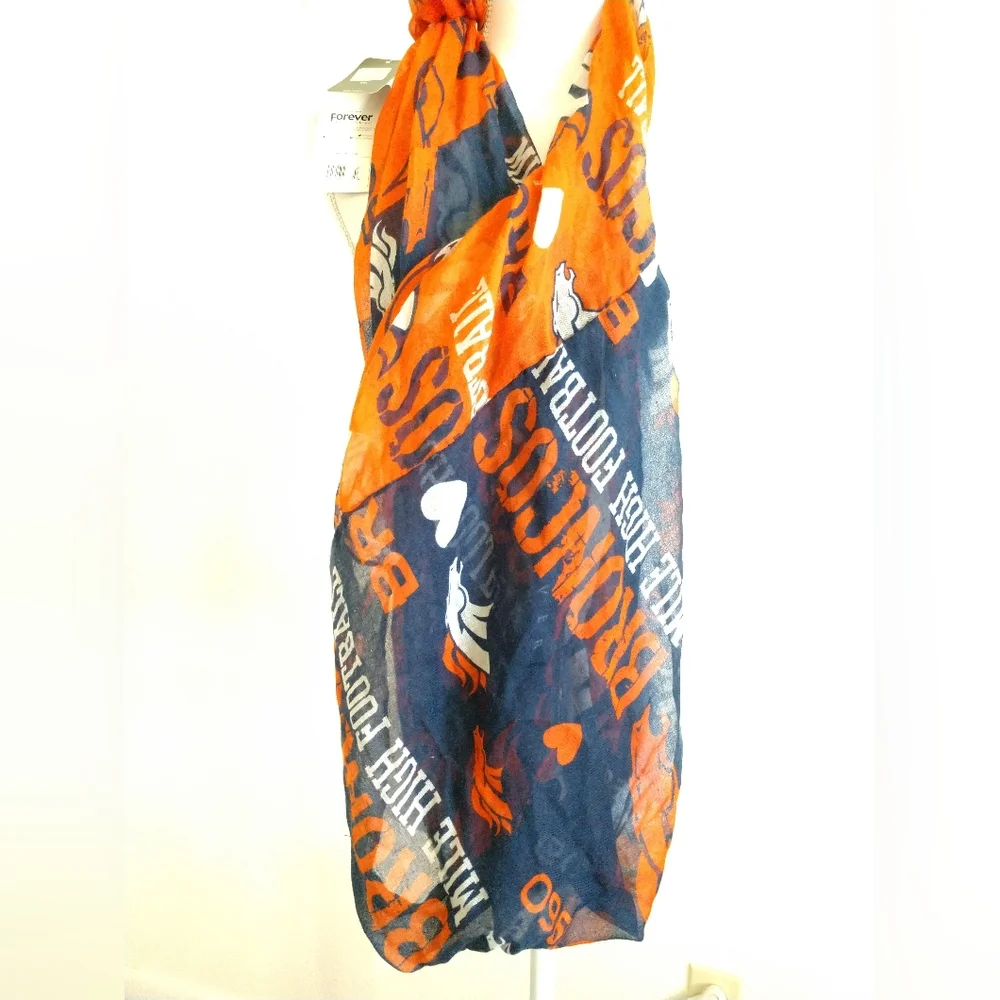 NEW Denver Broncos Infinity Fashion Scarf NWT Orange Blue 6012